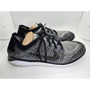 Nike Free RN Flyknit Shoes Men's 10 Black Oreo Running Athletic Workout Sneakers